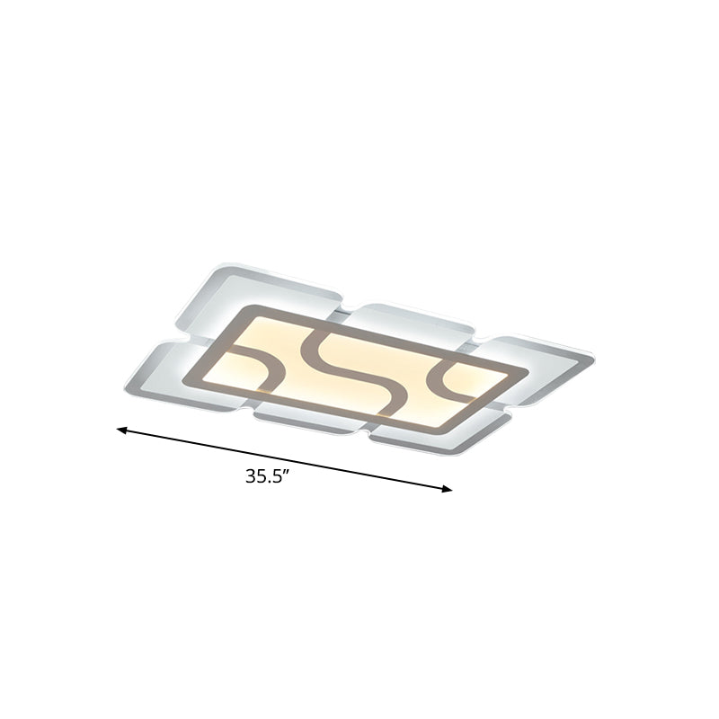 16.5" / 35.5" / 47" Modern LED Flush Light Fixture - White Square/Rectangle - Ultra-thin Close to Ceiling Light with Acrylic Shade