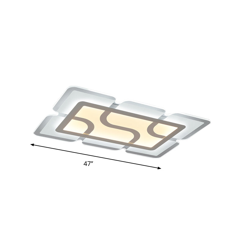 16.5" / 35.5" / 47" Modern LED Flush Light Fixture - White Square/Rectangle - Ultra-thin Close to Ceiling Light with Acrylic Shade