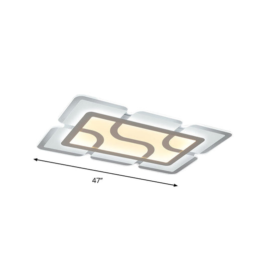 16.5" / 35.5" / 47" Modern LED Flush Light Fixture - White Square/Rectangle - Ultra-thin Close to Ceiling Light with Acrylic Shade