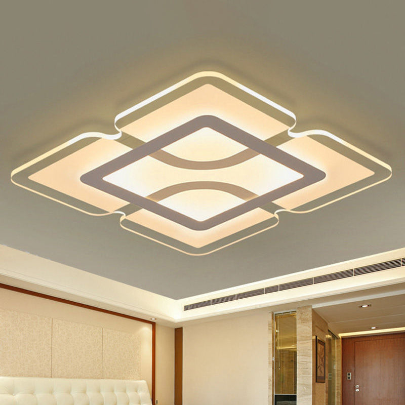 16.5 / 35.5 47 Modern Led Flush Light Fixture - White Square/Rectangle Ultra-Thin Close To Ceiling