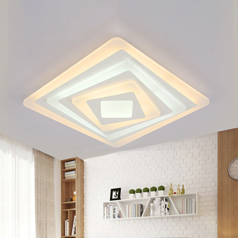 Contemporary LED Ceiling Lamp: Acrylic Spiral Design Flush Mount in White, Warm/White Light - 19.5"/35.5"/47" W