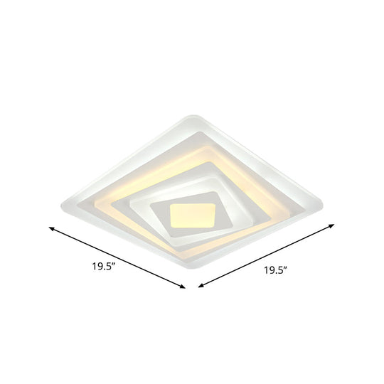 Contemporary LED Ceiling Lamp: Acrylic Spiral Design Flush Mount in White, Warm/White Light - 19.5"/35.5"/47" W