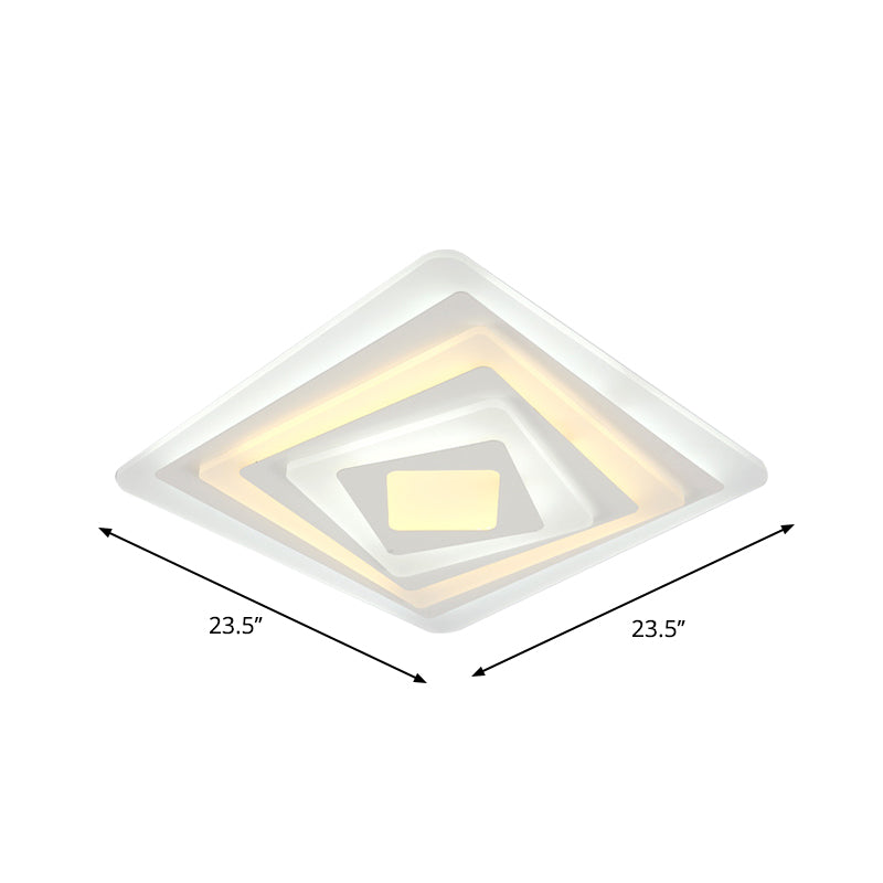 Contemporary LED Ceiling Lamp: Acrylic Spiral Design Flush Mount in White, Warm/White Light - 19.5"/35.5"/47" W