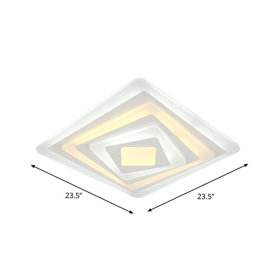 Contemporary LED Ceiling Lamp: Acrylic Spiral Design Flush Mount in White, Warm/White Light - 19.5"/35.5"/47" W