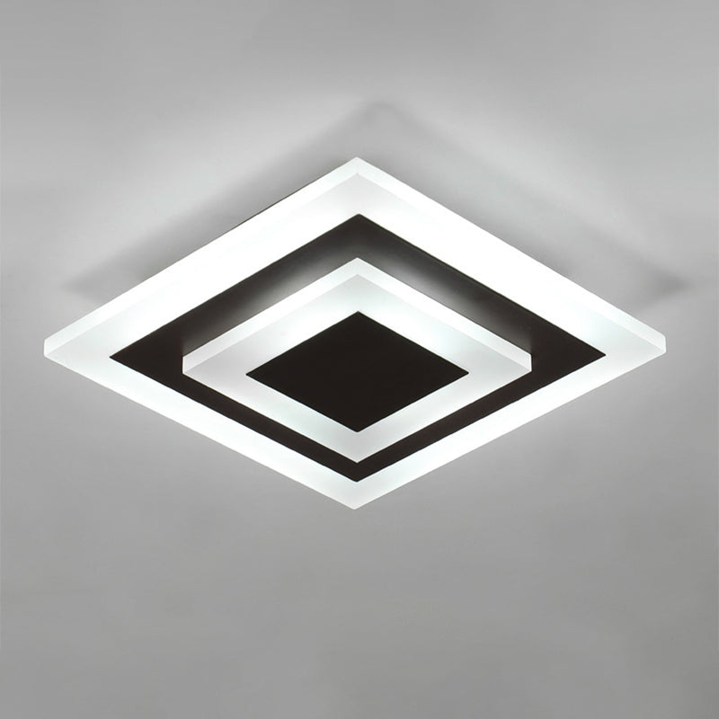 Simple Small Round/Square Ceiling Lamp In White/Coffee Acrylic With Warm/White Led For Corridor