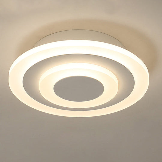 Simple Small Round/Square Ceiling Lamp In White/Coffee Acrylic With Warm/White Led For Corridor