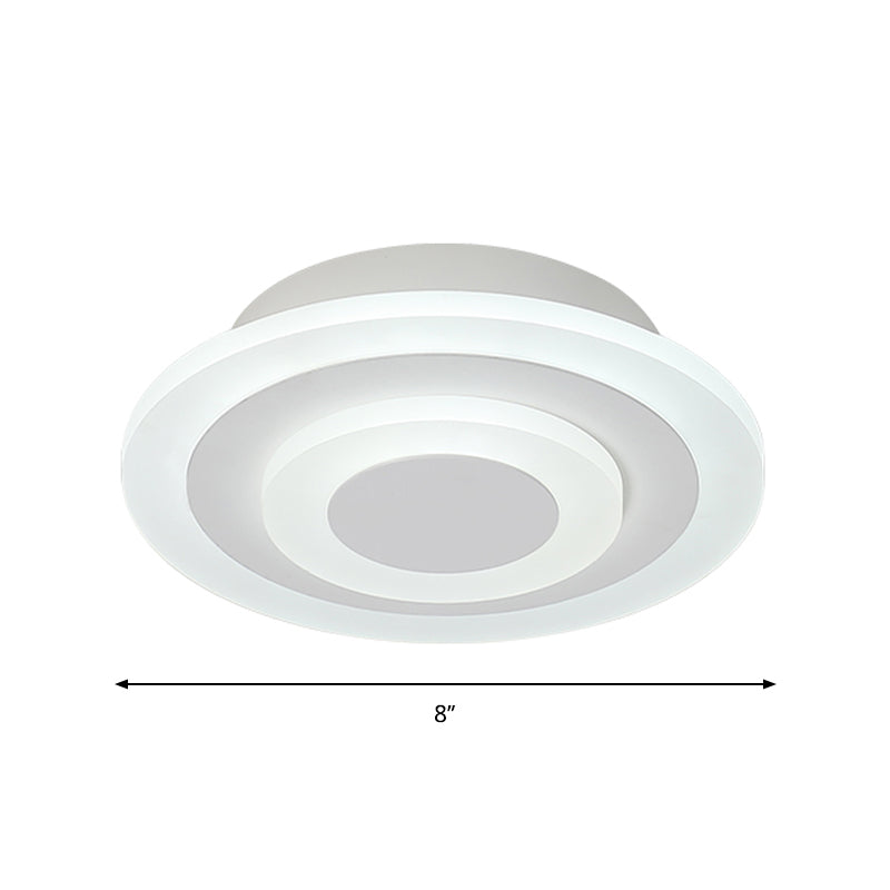 Simple Small Round/Square Ceiling Lamp In White/Coffee Acrylic With Warm/White Led For Corridor