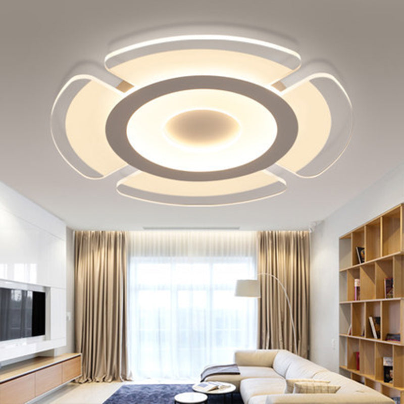 Modern Acrylic Floweret Flushmount Ceiling Light in White - Ultrathin LED Lighting for Bedroom, Multiple Width Options