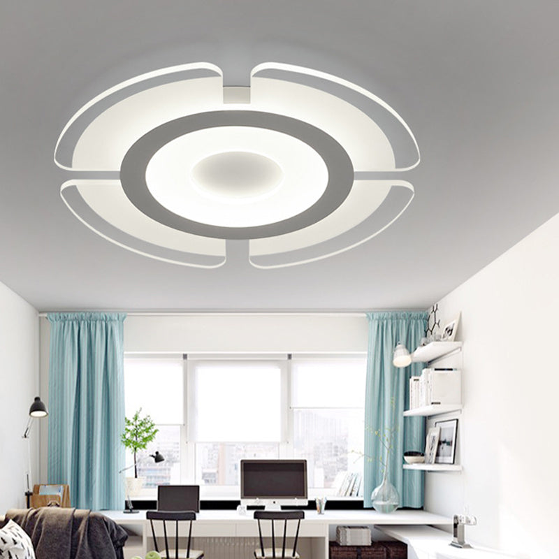 Modern Acrylic Floweret Flushmount Ceiling Light in White - Ultrathin LED Lighting for Bedroom, Multiple Width Options