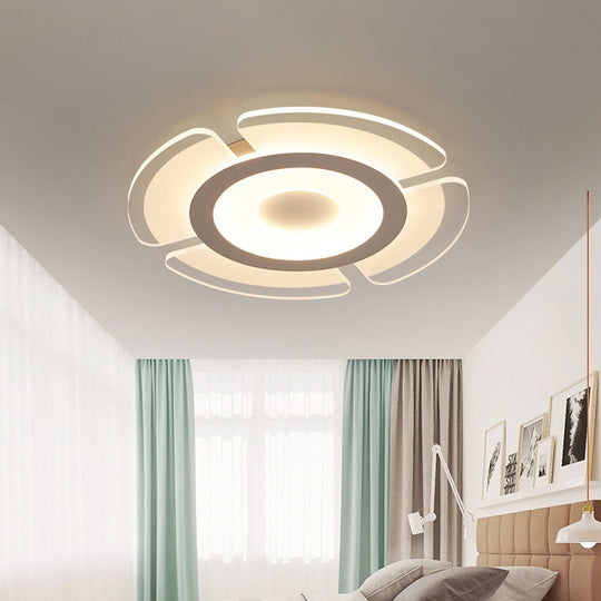 Modern Acrylic Floweret Flushmount Ceiling Light in White - Ultrathin LED Lighting for Bedroom, Multiple Width Options