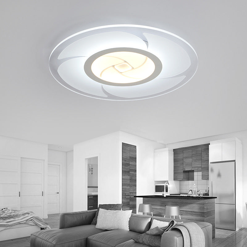 Modern Pinwheel Pattern Disc Thin Ceiling Light - 16.5/24.5/31 W Led Flush Mounted Lamp White