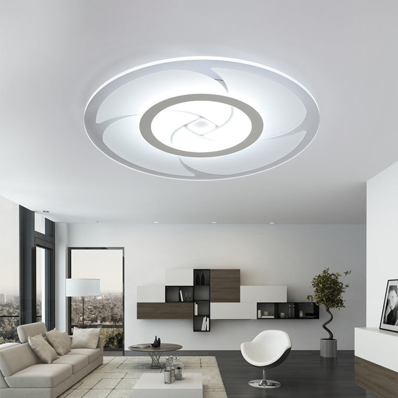 Modern Pinwheel Pattern Disc Thin Ceiling Light - 16.5"/24.5"/31" W LED Flush Mounted Lamp - White Light