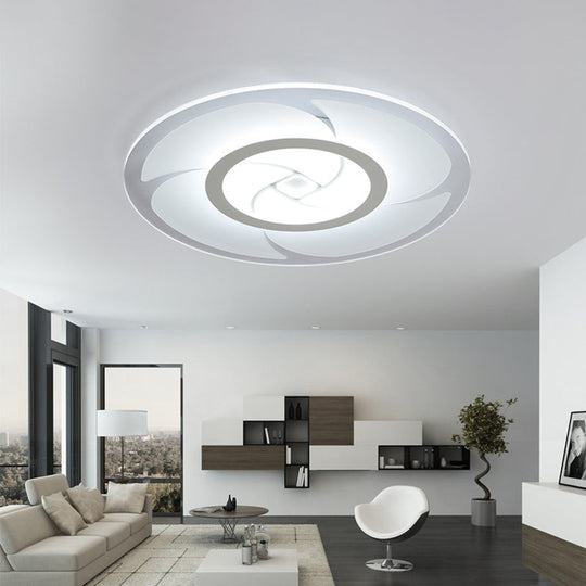 Modern Pinwheel Pattern Disc Thin Ceiling Light - 16.5/24.5/31 W Led Flush Mounted Lamp White