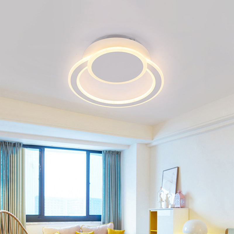 Modern White/Green Hoop LED Ceiling Light with Warm/White Lighting for Bedroom