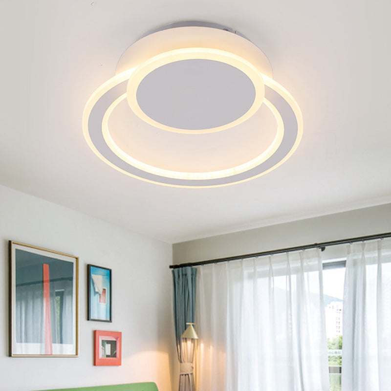 Modern White/Green Hoop LED Ceiling Light with Warm/White Lighting for Bedroom