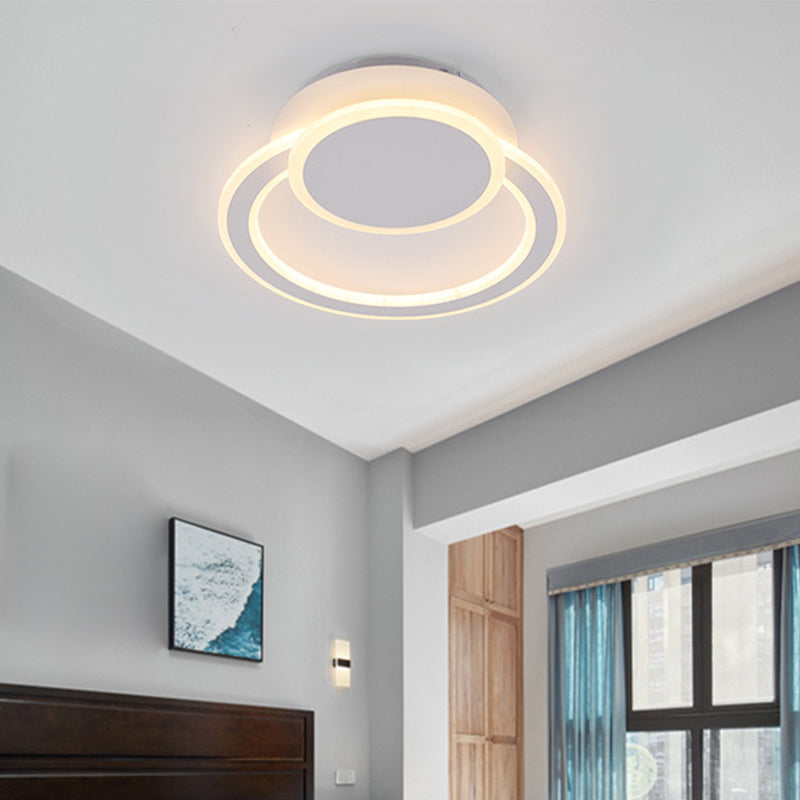 Modern White/Green Hoop LED Ceiling Light with Warm/White Lighting for Bedroom