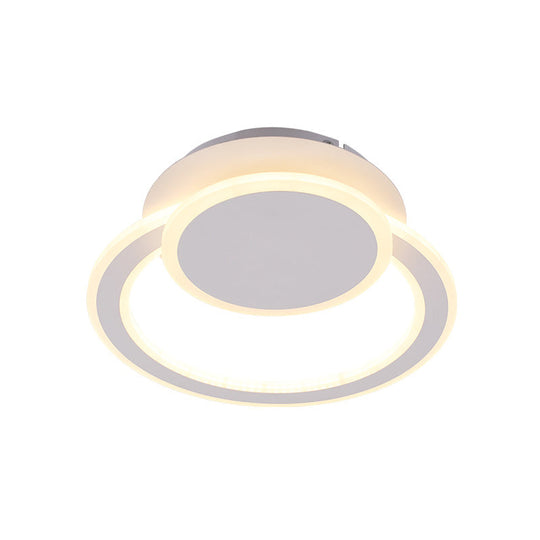 Modern White/Green Hoop LED Ceiling Light with Warm/White Lighting for Bedroom