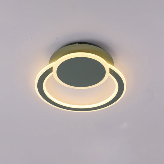 Modern White/Green Hoop LED Ceiling Light with Warm/White Lighting for Bedroom