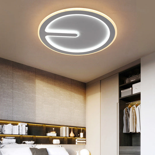 Acrylic Flush-Mount LED Clock Ceiling Light for Bedroom - Simplicity White, with Warm/White Light