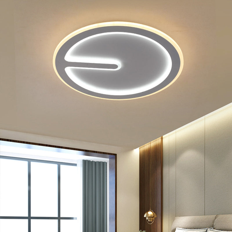 Acrylic Flush-Mount LED Clock Ceiling Light for Bedroom - Simplicity White, with Warm/White Light