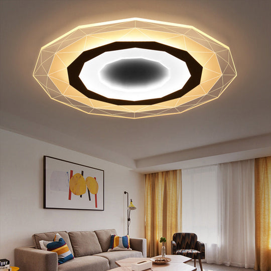 Minimalist Flush Mount LED Ceiling Lamp in White with Ultrathin Design & Acrylic Finish