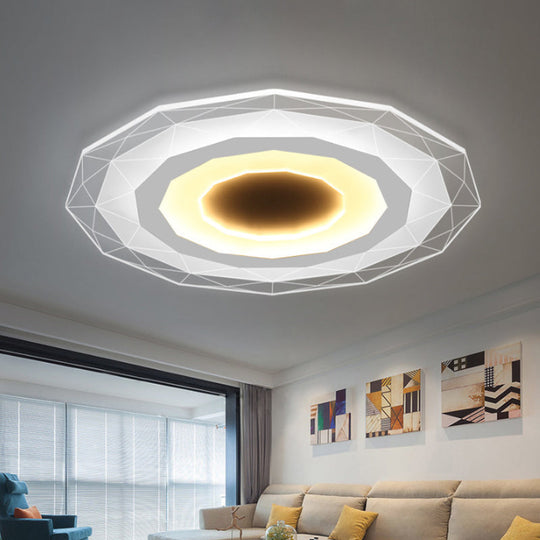 Minimalist Flush Mount LED Ceiling Lamp in White with Ultrathin Design & Acrylic Finish