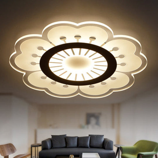 Minimalist Flush Mount LED Ceiling Lamp in White with Ultrathin Design & Acrylic Finish