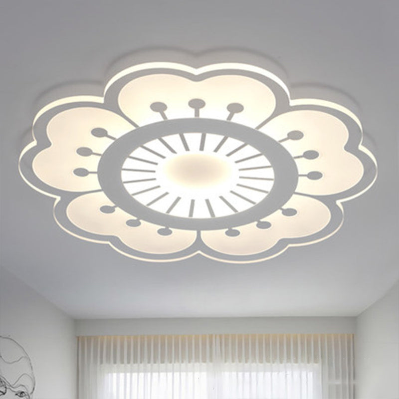 Minimalist Flush Mount LED Ceiling Lamp in White with Ultrathin Design & Acrylic Finish