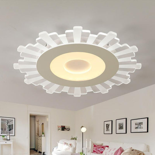 Minimalist Flush Mount LED Ceiling Lamp in White with Ultrathin Design & Acrylic Finish