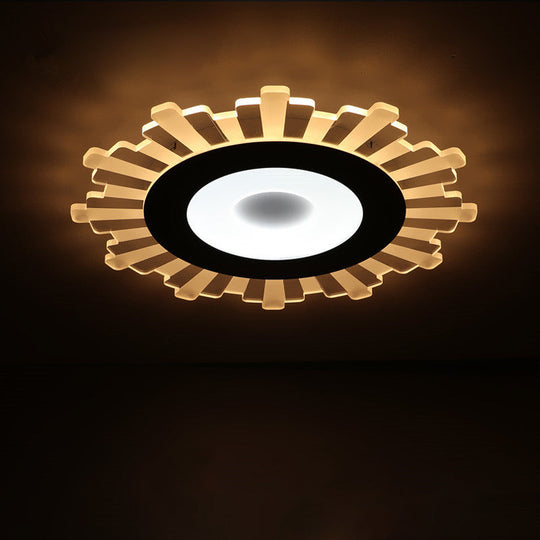 Minimalist Flush Mount LED Ceiling Lamp in White with Ultrathin Design & Acrylic Finish