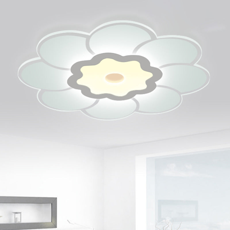 Minimalist Flush Mount Led Ceiling Lamp In White With Ultrathin Design & Acrylic Finish / Windmill