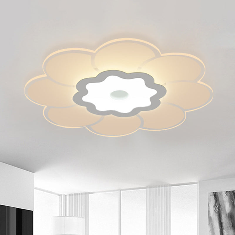 Minimalist Flush Mount Led Ceiling Lamp In White With Ultrathin Design & Acrylic Finish