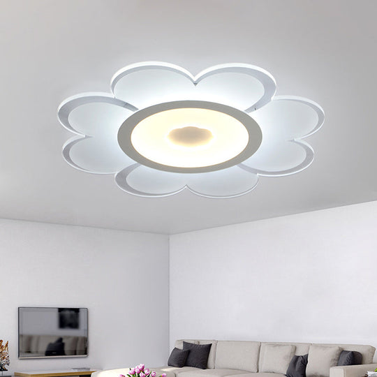 Contemporary Flower Shaped Acrylic Ceiling Light - White LED Flush Mount for Living Room, 8"/19.5"/31" W