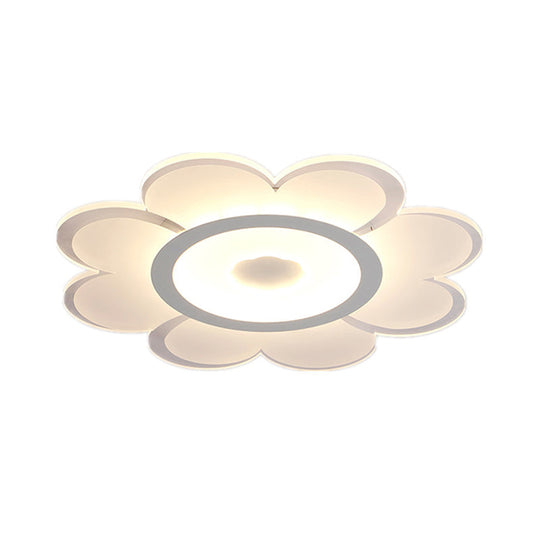 Contemporary Flower Shaped Acrylic Ceiling Light - White LED Flush Mount for Living Room, 8"/19.5"/31" W