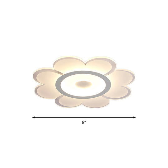 Contemporary Flower Shaped Acrylic Ceiling Light - White LED Flush Mount for Living Room, 8"/19.5"/31" W