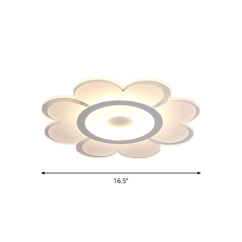 Contemporary Flower Shaped Acrylic Ceiling Light - White LED Flush Mount for Living Room, 8"/19.5"/31" W