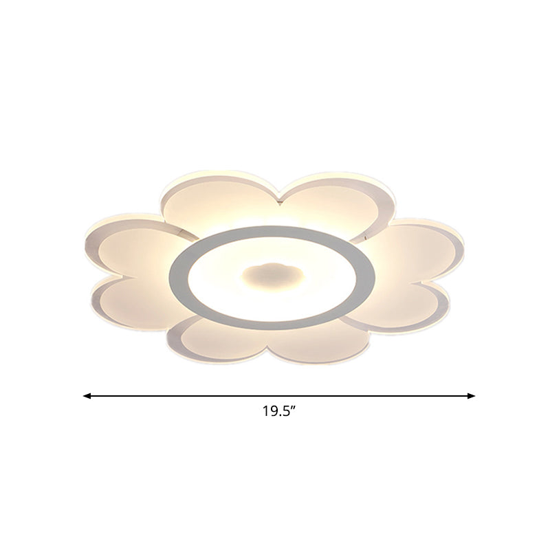 Contemporary Flower Shaped Acrylic Ceiling Light - White LED Flush Mount for Living Room, 8"/19.5"/31" W