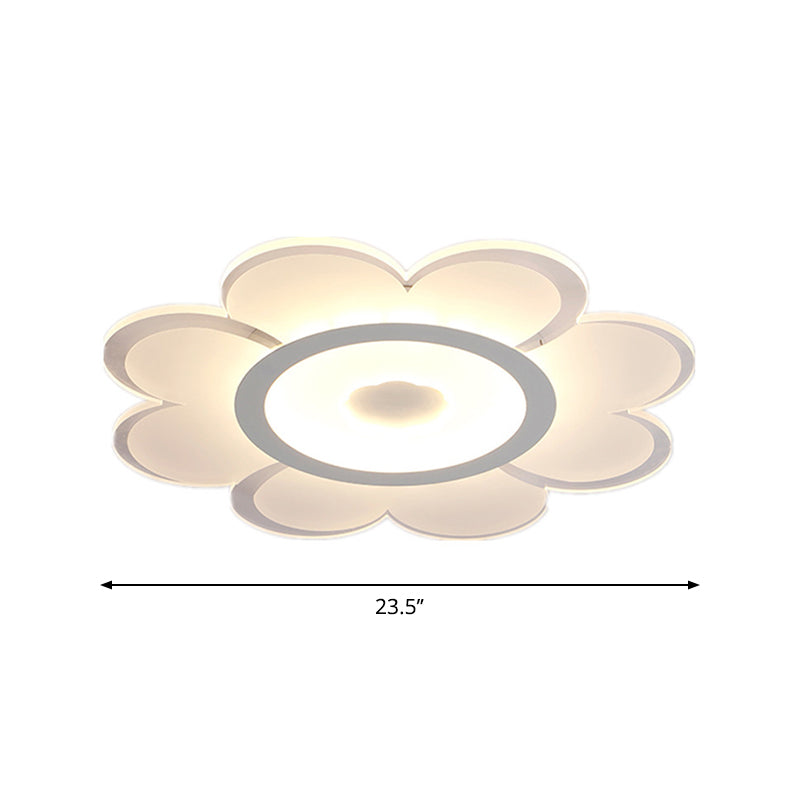 Contemporary Flower Shaped Acrylic Ceiling Light - White LED Flush Mount for Living Room, 8"/19.5"/31" W