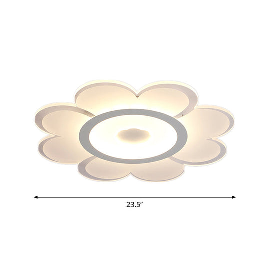 Contemporary Flower Shaped Acrylic Ceiling Light - White LED Flush Mount for Living Room, 8"/19.5"/31" W