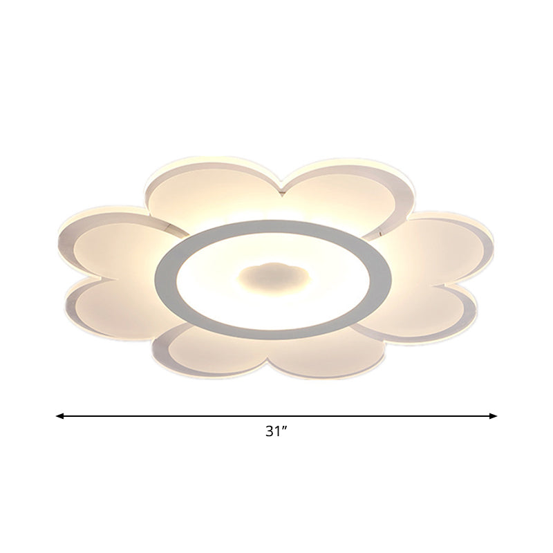 Contemporary Flower Shaped Acrylic Ceiling Light - White LED Flush Mount for Living Room, 8"/19.5"/31" W