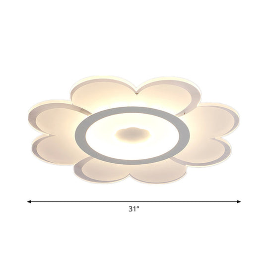 Contemporary Flower Shaped Acrylic Ceiling Light - White LED Flush Mount for Living Room, 8"/19.5"/31" W