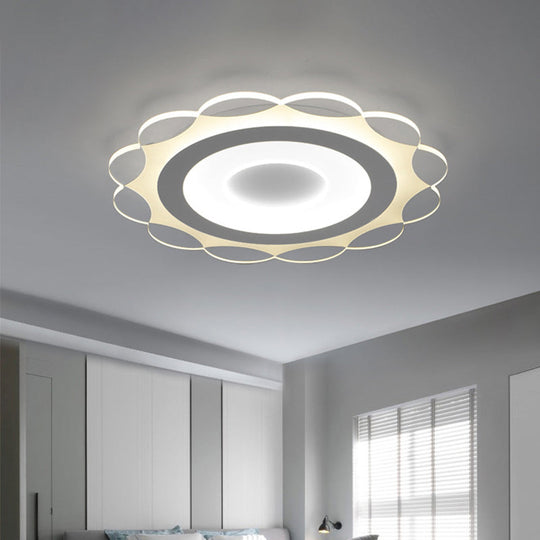 Simplicity White Led Flushmount Light With Acrylic Bloom Design In Warm/White 16.5/24.5/31 Wide