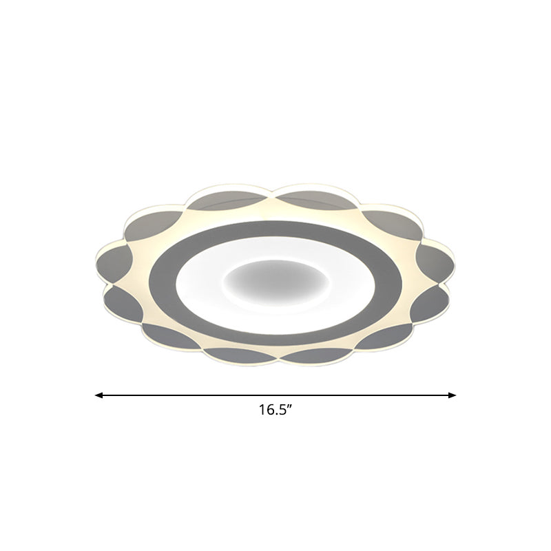 Simplicity White Led Flushmount Light With Acrylic Bloom Design In Warm/White 16.5/24.5/31 Wide