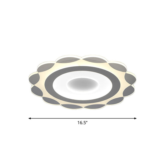 Simplicity White Led Flushmount Light With Acrylic Bloom Design In Warm/White 16.5/24.5/31 Wide