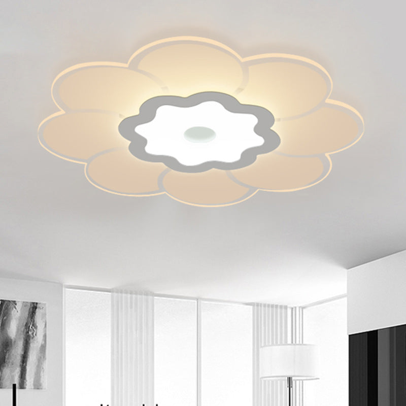 16.5/20.5/31 Wide Floral Ceiling Lamp - Simple & Elegant Acrylic White Led Flush Mount Lighting In