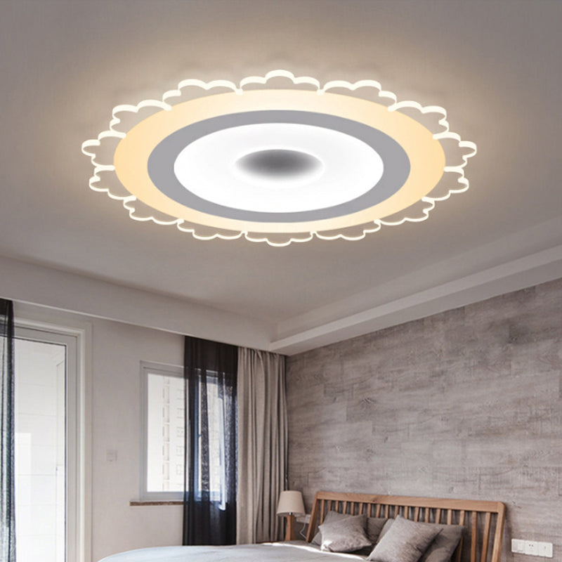 Minimalist LED Flower Ceiling Light in White - 8"/16.5"/31" Width