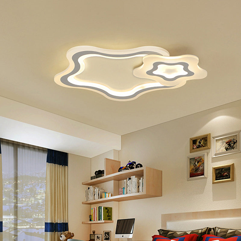 Cartoon Acrylic Kids Bedroom Led Ceiling Lamp - Star/Cloud/Loving Heart Design Warm/White Light