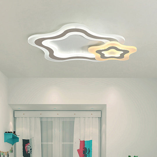 Cartoon Acrylic Kids Bedroom Led Ceiling Lamp - Star/Cloud/Loving Heart Design Warm/White Light