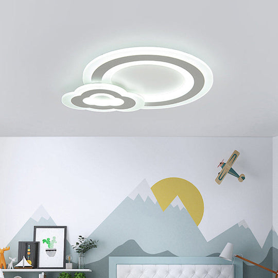 Cartoon Acrylic Kids Bedroom Led Ceiling Lamp - Star/Cloud/Loving Heart Design Warm/White Light