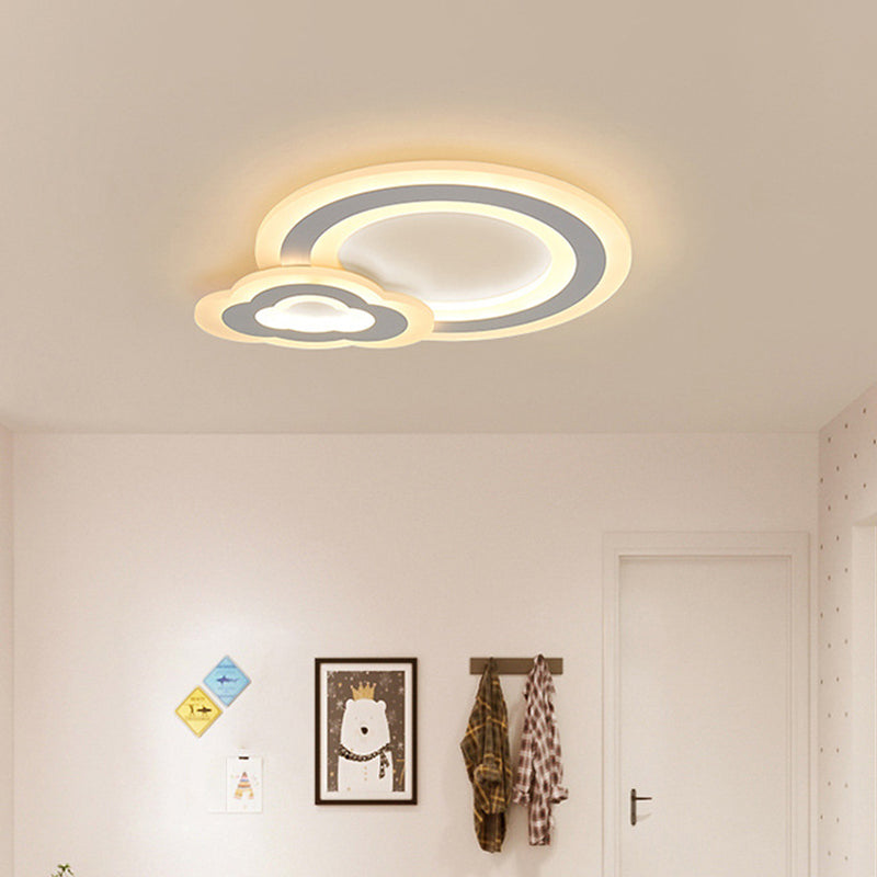 Cartoon Acrylic Kids Bedroom Led Ceiling Lamp - Star/Cloud/Loving Heart Design Warm/White Light